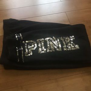 Sequin black gold bling PINK VS Sweatpants v